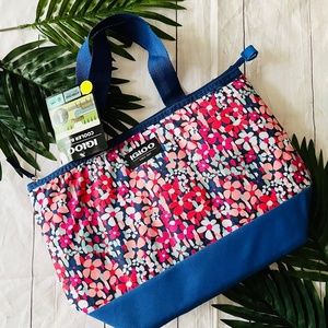 Blue & Pink Igloo Tropical Flower Fully Insulated Beach Cooler lunch Tote Bag